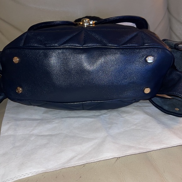 Authentic Z Spoke By Zac Posen double bow leather navy blue Bag - Picture 6 of 16